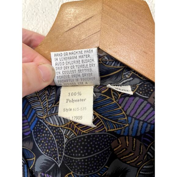VTG Pykettes Grandmacore Leaf Floral Print Ribbon Neckline Button Up Top Size 12 - Picture 4 of 9